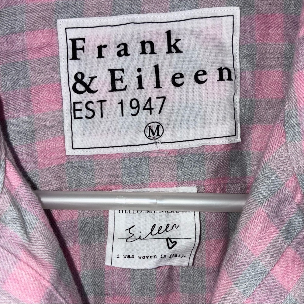 Frank & Eileen Eileen Relaxed Button Up Shirt in Pink Gray Plaid Size Medium - Picture 4 of 5